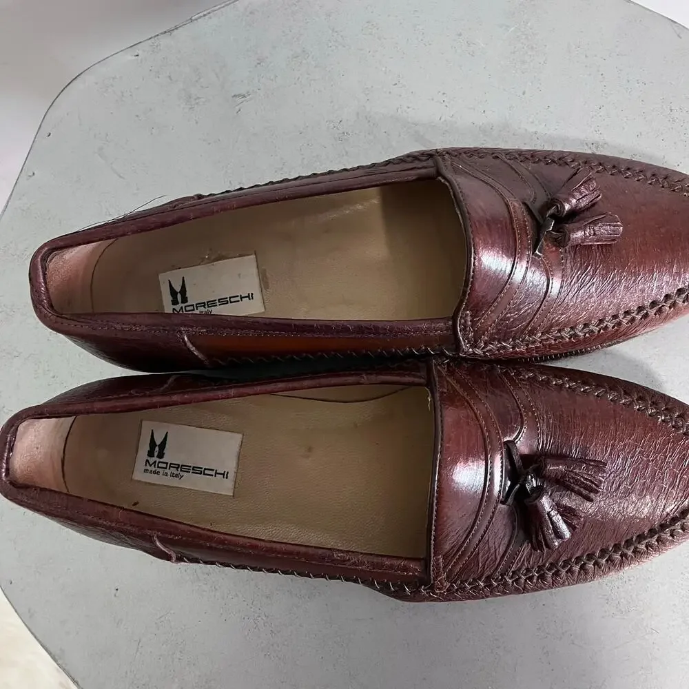 Vintage Moreschi Italy Brown Leather Tassel Loafers Men’s Size 9 Italy